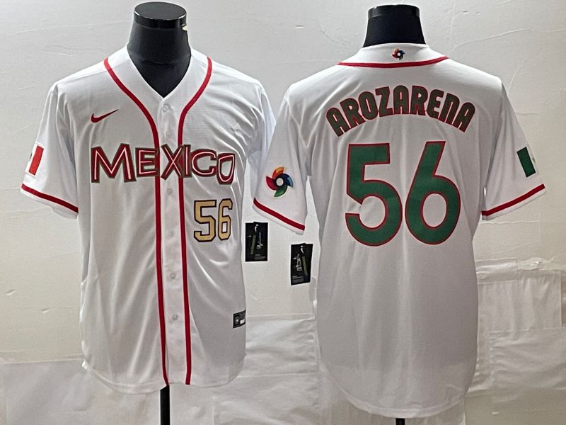 Men 2023 World Cub Mexico #56 Arozarena White green Nike MLB Jersey 3